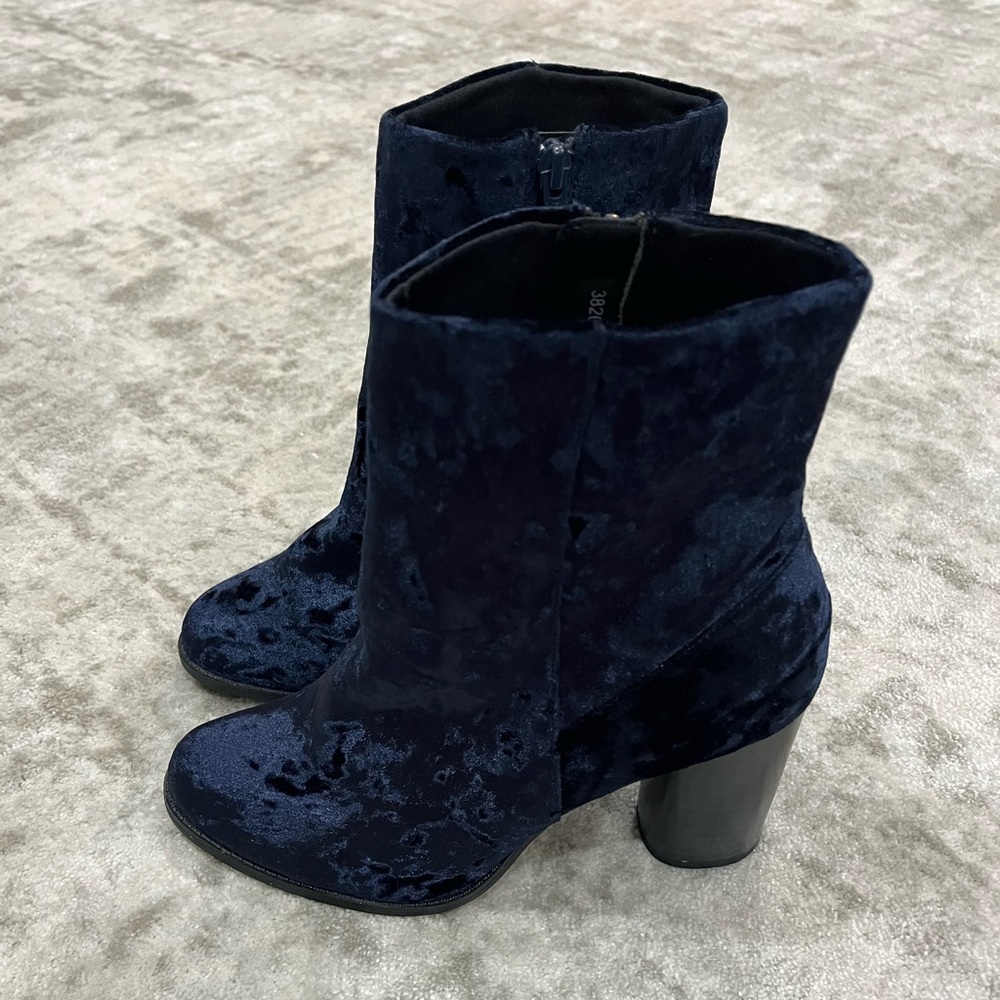New Look Blue Velvet Ankle Boots